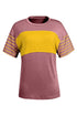 Paneled Block Striped Detail Loose Fit T Shirt