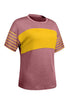 Paneled Block Striped Detail Loose Fit T Shirt