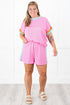 Paneled Corded Knit Tee And Shorts Loungewear