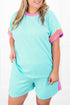 Paneled Corded Knit Tee And Shorts Loungewear
