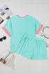 Paneled Corded Knit Tee And Shorts Loungewear