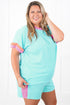 Paneled Corded Knit Tee And Shorts Loungewear