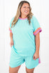 Paneled Corded Knit Tee And Shorts Loungewear