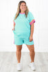 Paneled Corded Knit Tee And Shorts Loungewear