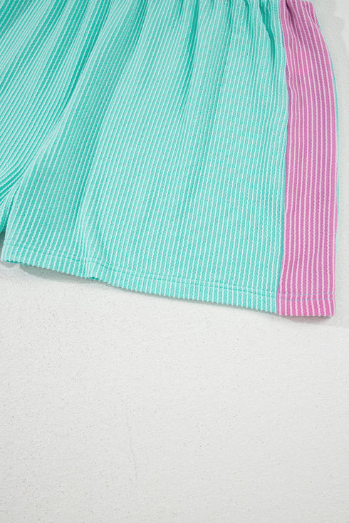 Paneled Corded Knit Tee And Shorts Loungewear