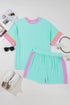Paneled Corded Knit Tee And Shorts Loungewear