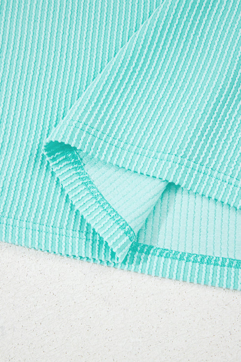 Paneled Corded Knit Tee And Shorts Loungewear