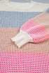 Paneled Drop Shoulder Round Neck Long Sleeve Pullover Sweater