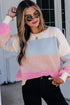 Paneled Drop Shoulder Round Neck Long Sleeve Pullover Sweater