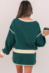 Paneled Loose Pullover And Lace Up Skort Two Piece Set