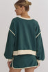 Paneled Loose Pullover And Lace Up Skort Two Piece Set