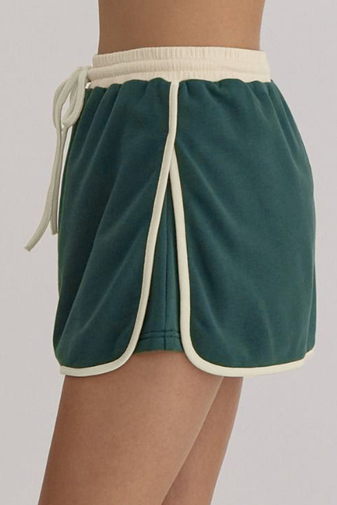 Paneled Loose Pullover And Lace Up Skort Two Piece Set