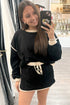 Paneled Loose Pullover And Lace Up Skort Two Piece Set