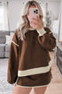 Paneled Loose Pullover And Lace Up Skort Two Piece Set