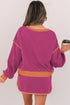 Paneled Loose Pullover And Lace Up Skort Two Piece Set