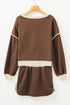 Paneled Loose Pullover And Lace Up Skort Two Piece Set