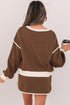Paneled Loose Pullover And Lace Up Skort Two Piece Set