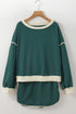 Paneled Loose Pullover And Lace Up Skort Two Piece Set