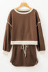 Paneled Loose Pullover And Lace Up Skort Two Piece Set