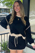 Paneled Loose Pullover And Lace Up Skort Two Piece Set