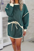 Paneled Loose Pullover And Lace Up Skort Two Piece Set