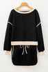 Paneled Loose Pullover And Lace Up Skort Two Piece Set