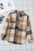 Paneled Pocketed Button Down Long Sleeve Plaid Shacket