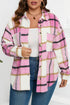 Paneled Pocketed Button Down Long Sleeve Plaid Shacket