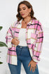 Paneled Pocketed Button Down Long Sleeve Plaid Shacket