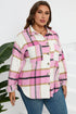 Paneled Pocketed Button Down Long Sleeve Plaid Shacket