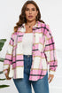 Paneled Pocketed Button Down Long Sleeve Plaid Shacket