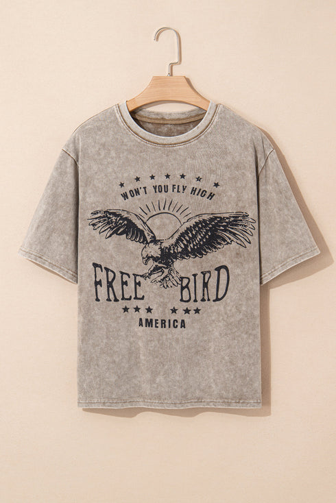 Parchment AMERICA FREE BIRD Vintage Graphic Mineral Washed Tee