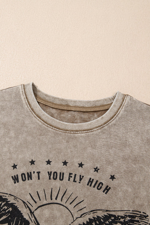Parchment AMERICA FREE BIRD Vintage Graphic Mineral Washed Tee