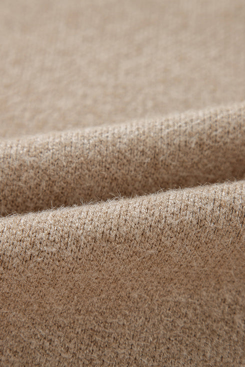 Parchment Flower Pattern Ribbed Trim Crew Neck Sweater