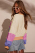 Pastel Color Block Drop Shoulder Cropped Sweatshirt