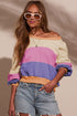 Pastel Color Block Drop Shoulder Cropped Sweatshirt