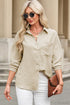 Patch Pocket Drop Shoulder Button Up Collared Casual Shirt