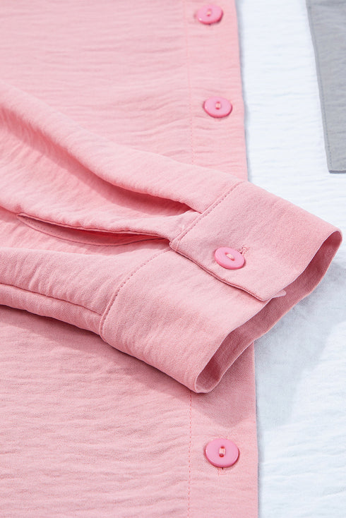 Patch Pocket Drop Shoulder Button Up Collared Casual Shirt