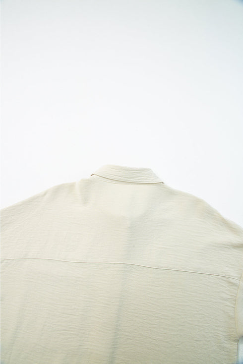 Patch Pocket Drop Shoulder Button Up Collared Casual Shirt