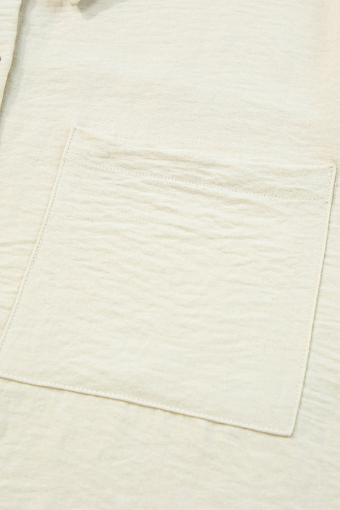 Patch Pocket Drop Shoulder Button Up Collared Casual Shirt