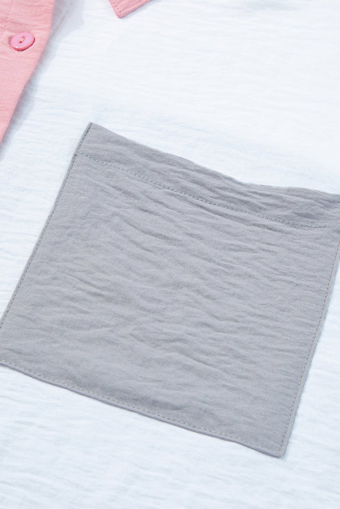 Patch Pocket Drop Shoulder Button Up Collared Casual Shirt