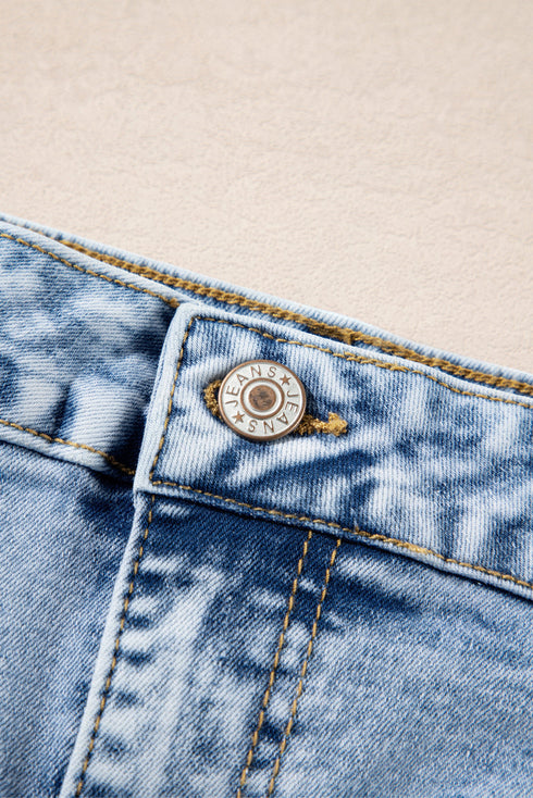 Patch Pocket Loose Straight Leg Denim Jeans