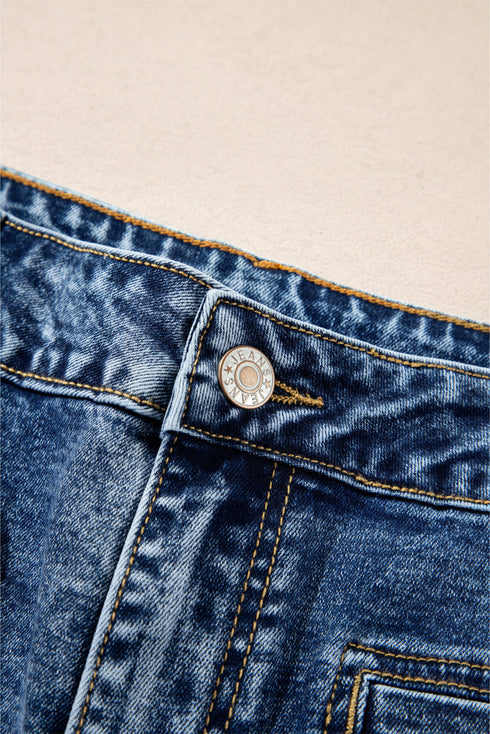 Patch Pocket Loose Straight Leg Denim Jeans