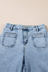 Patch Pocket Loose Straight Leg Denim Jeans