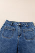 Patch Pocket Loose Straight Leg Denim Jeans