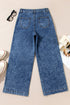Patch Pocket Loose Straight Leg Denim Jeans