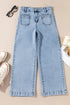 Patch Pocket Loose Straight Leg Denim Jeans