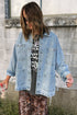 Patch Pocket Side Lace Up Boyfriend Denim Jacket