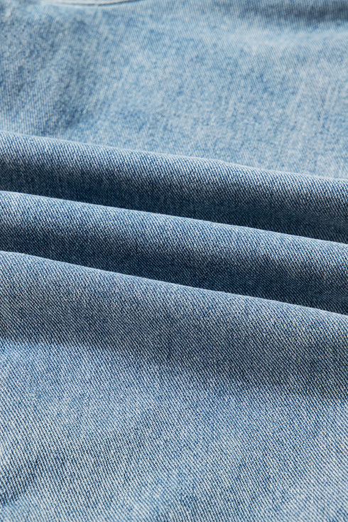 Patch Pocket Side Lace Up Boyfriend Denim Jacket