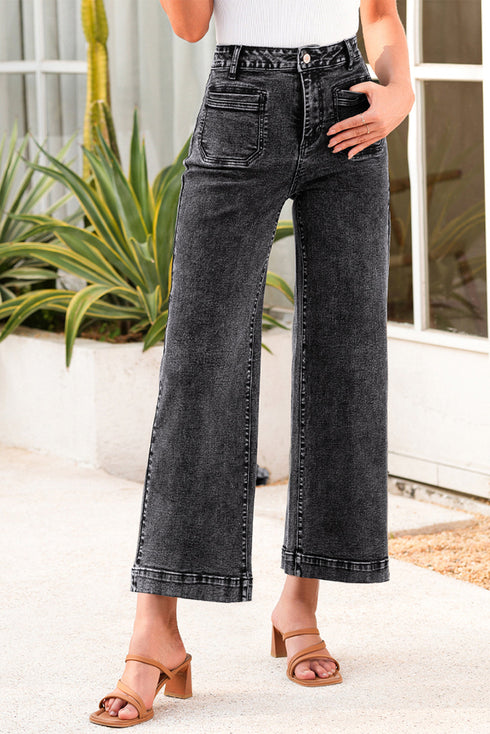 Patch Pocket Straight Leg Relaxed Fit Utility Jeans
